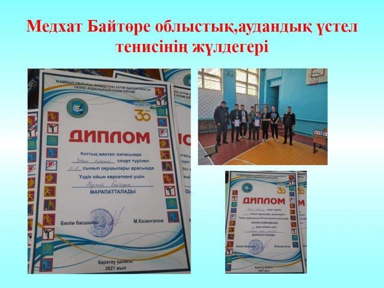 Медхат Байтөре облыстық, аудандық үстел теннисінің жүлдегері